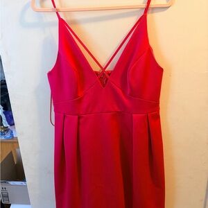 Topshop Vibrant Pink Slip Dress with V-Neck